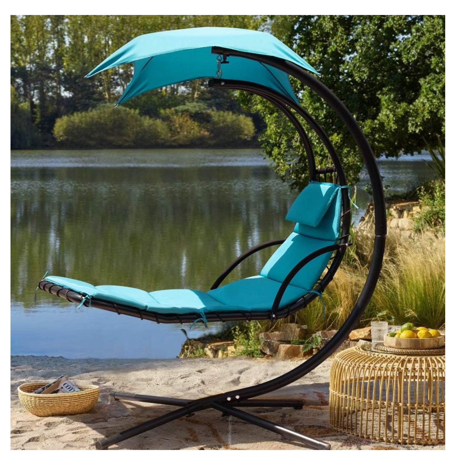 LeCeleBee Patio Hammock Lounge Chair Hanging Chaise Lounger Chair
