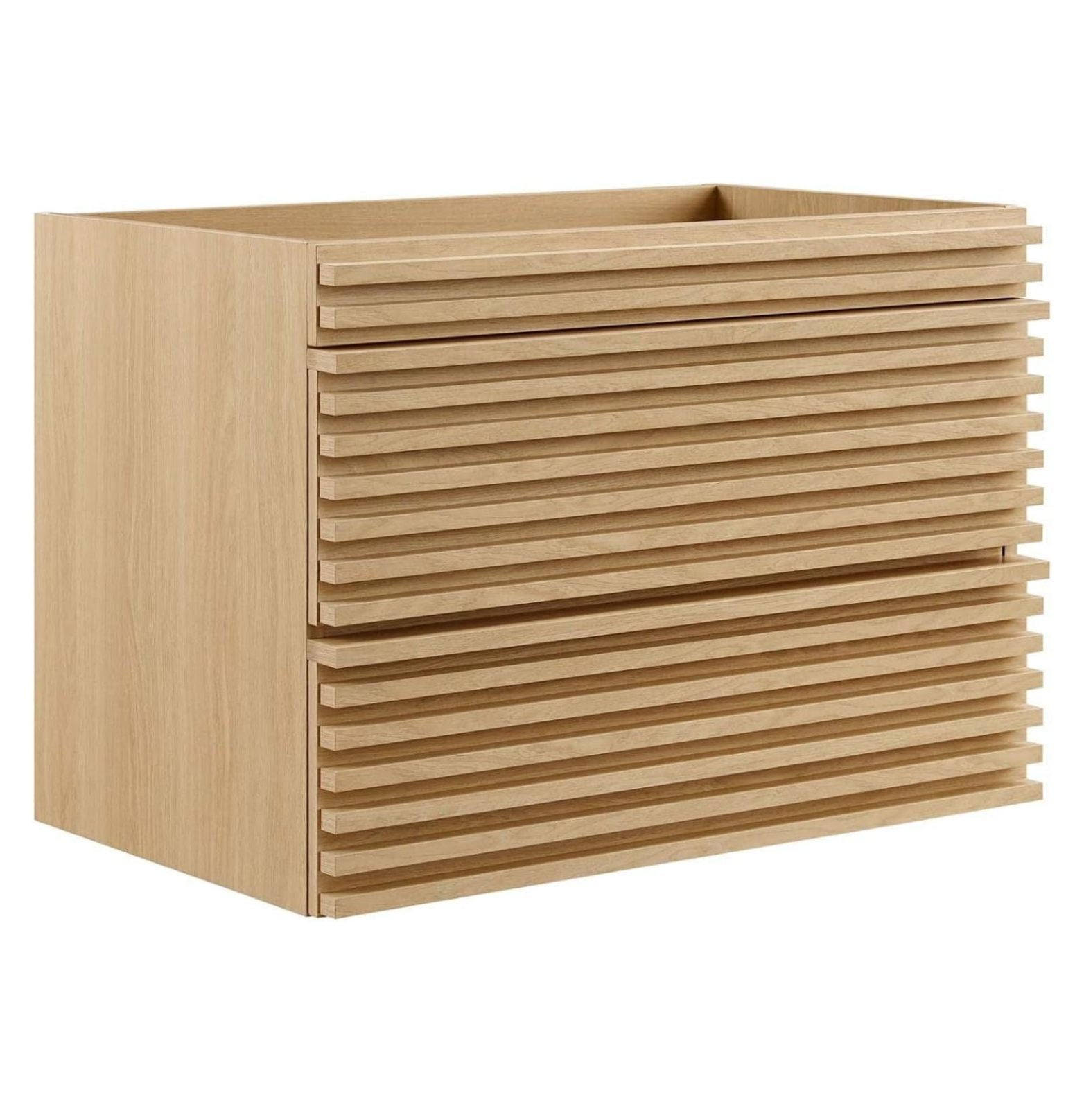 Walnut Grain Oak 30" Wall-Mounted Mid-Century Modern Vanity Base