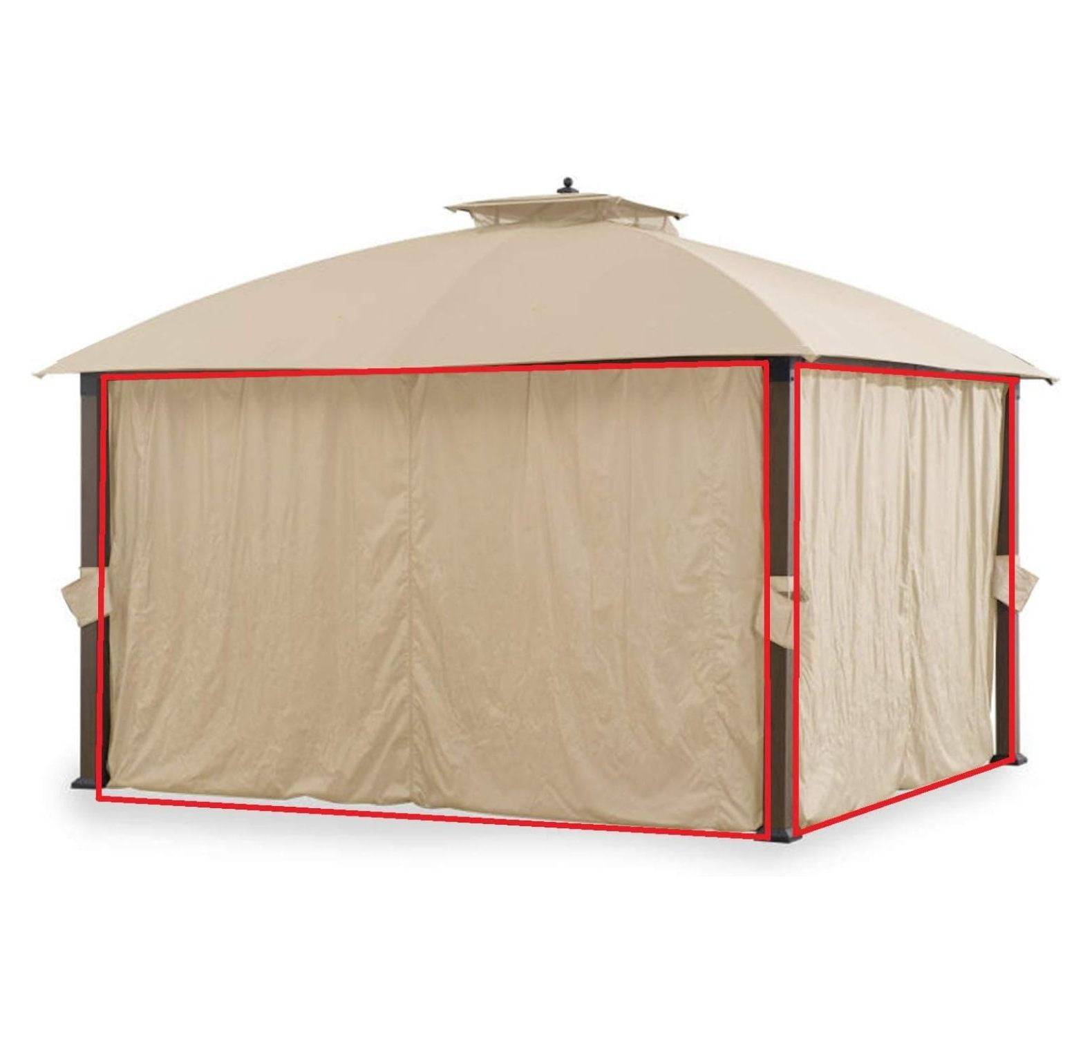 Beige Whisper 10' x 12' Replacement Privacy Curtain Set for Two-Tiered Gazebo