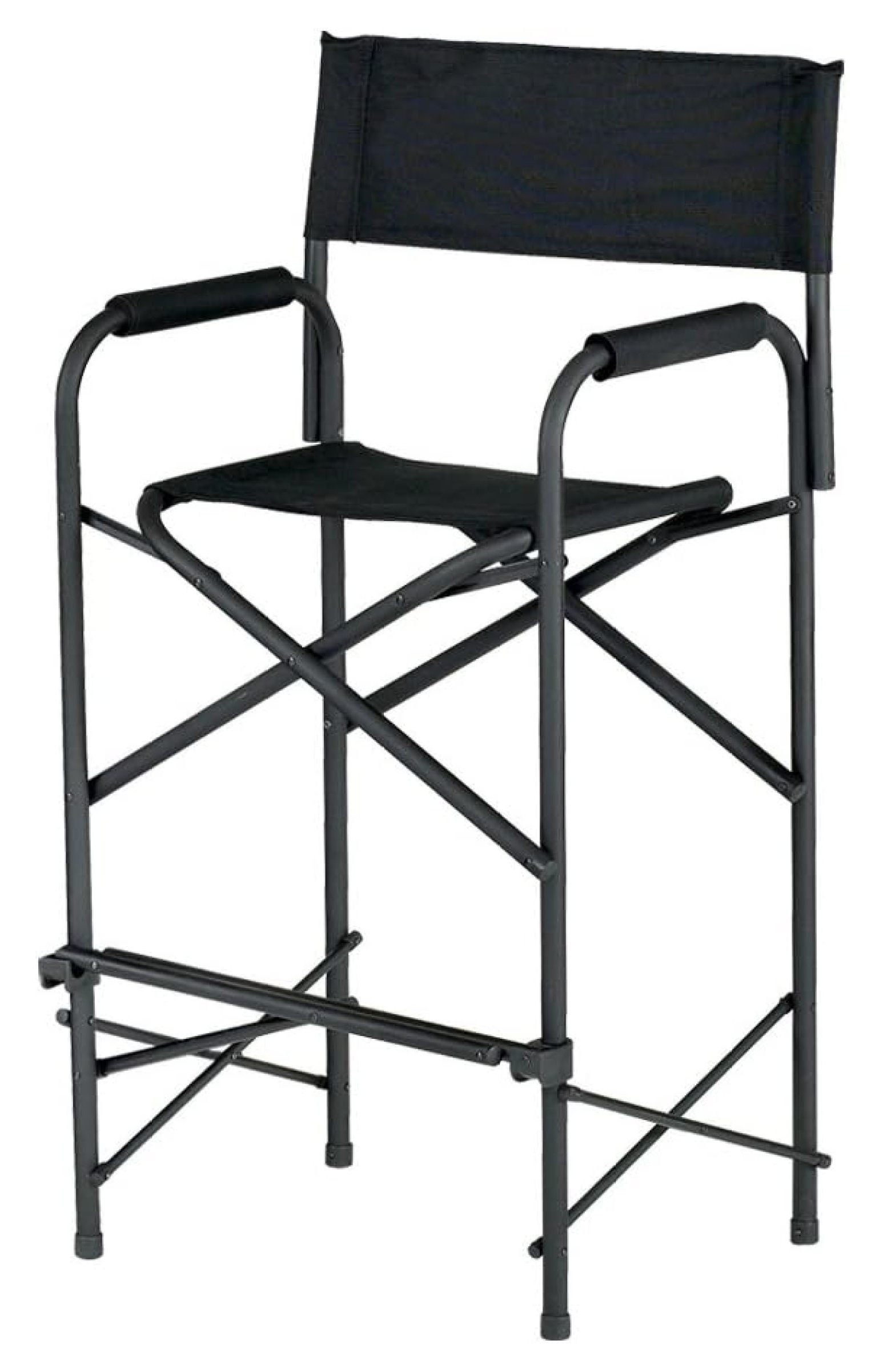 Tall Black Metal Director's Chair with Padded Armrest