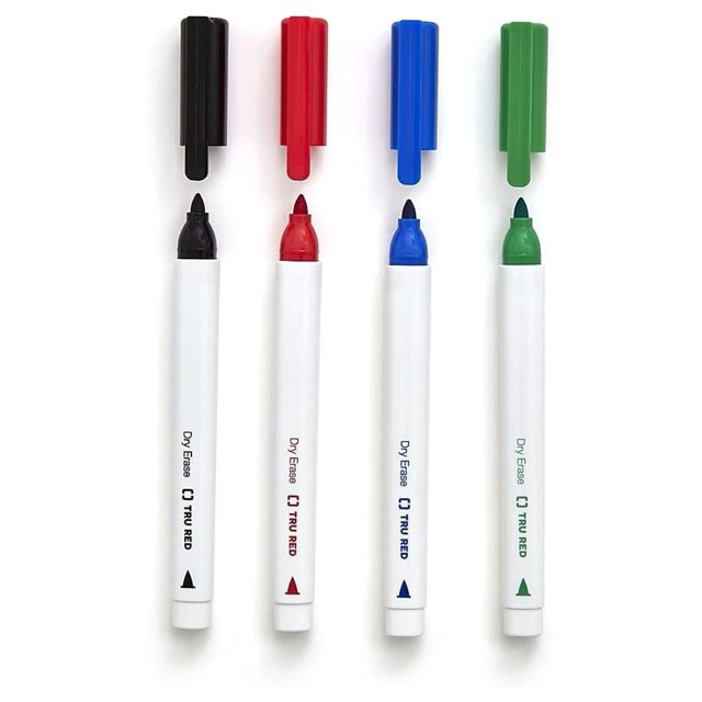 LeCeleBee Tru Red Pen Dry Erase Markers Fine Tip Assorted 12/Pack