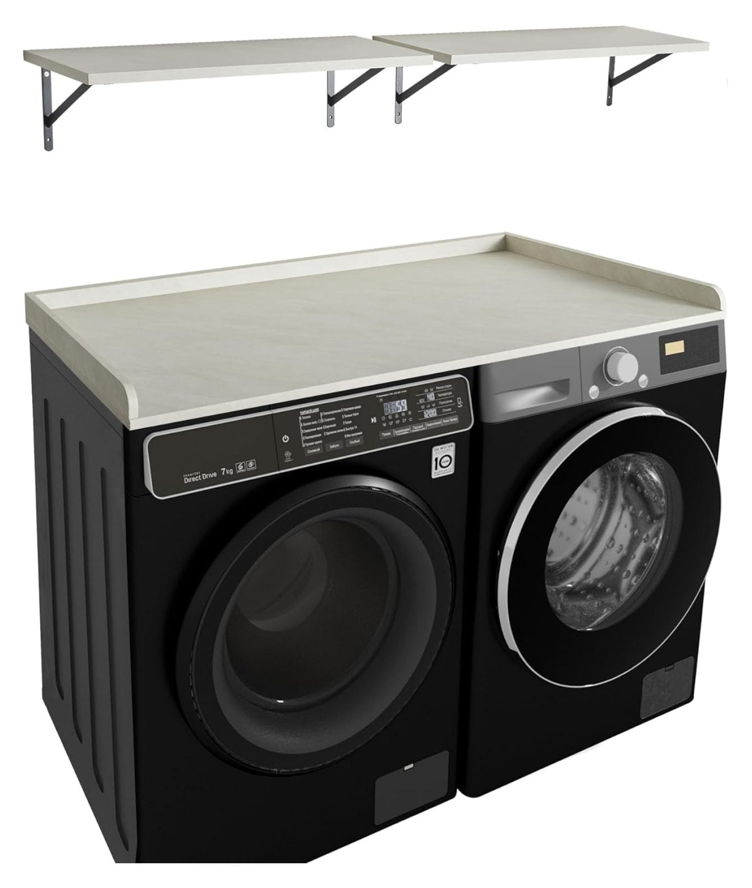 LeCeleBee Washer Dryer Countertop and Shelves Set,Melamine Countertop