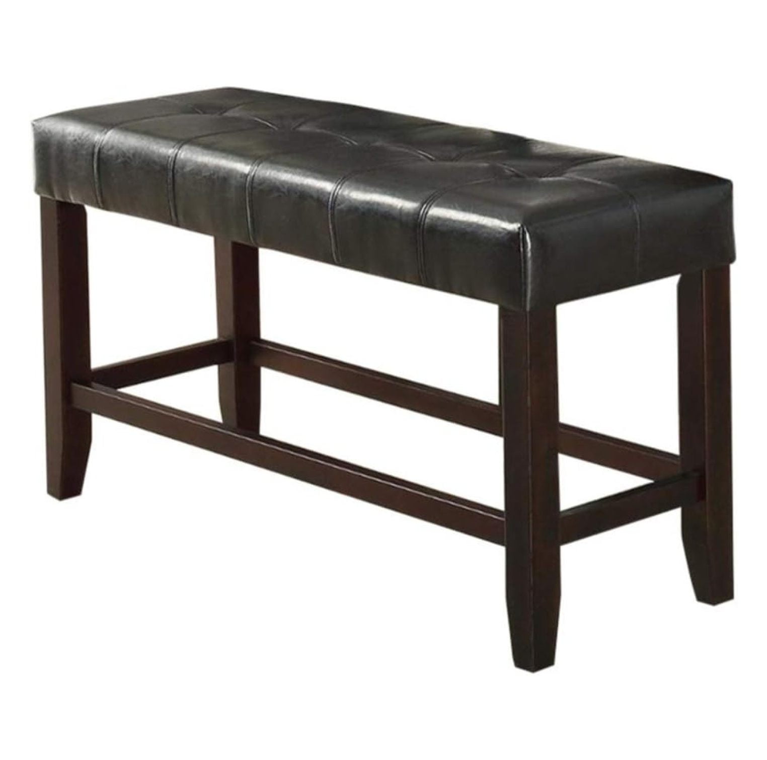 Elegant Faux Leather 49'' Black and Brown Upholstered Bench