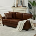 thumbnail image 1 of LeChapitre 80'' Faux Leather Sofa with Storage Seats, Classic 3-Seater Couch with Nailhead Trim, Easy Assembly, Brown, 1 of 7