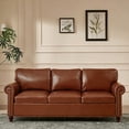 thumbnail image 1 of LeChapitre 80'' Faux Leather Sofa with Storage Seats, Classic 3-Seater Couch with Nailhead Trim, Easy Assembly, Brown, 1 of 8