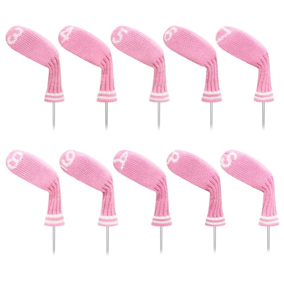 LeFeng 10pcs Knitted Golf Iron Head Covers 3-9/A/P/S Set - Lightweight and Durable Material - Multiple Patterns Golf Club Head Covers - Fit Well for Callaway Ping Taylormade Cobra Etc