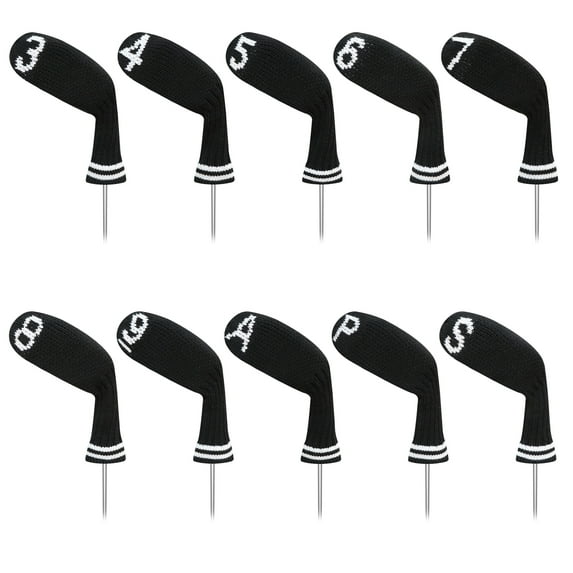 LeFeng 10pcs Knitted Golf Iron Head Covers 3-9/A/P/S Set - Lightweight and Durable Material - Multiple Patterns Golf Club Head Covers - Fit Well for Callaway Ping Taylormade Cobra Etc