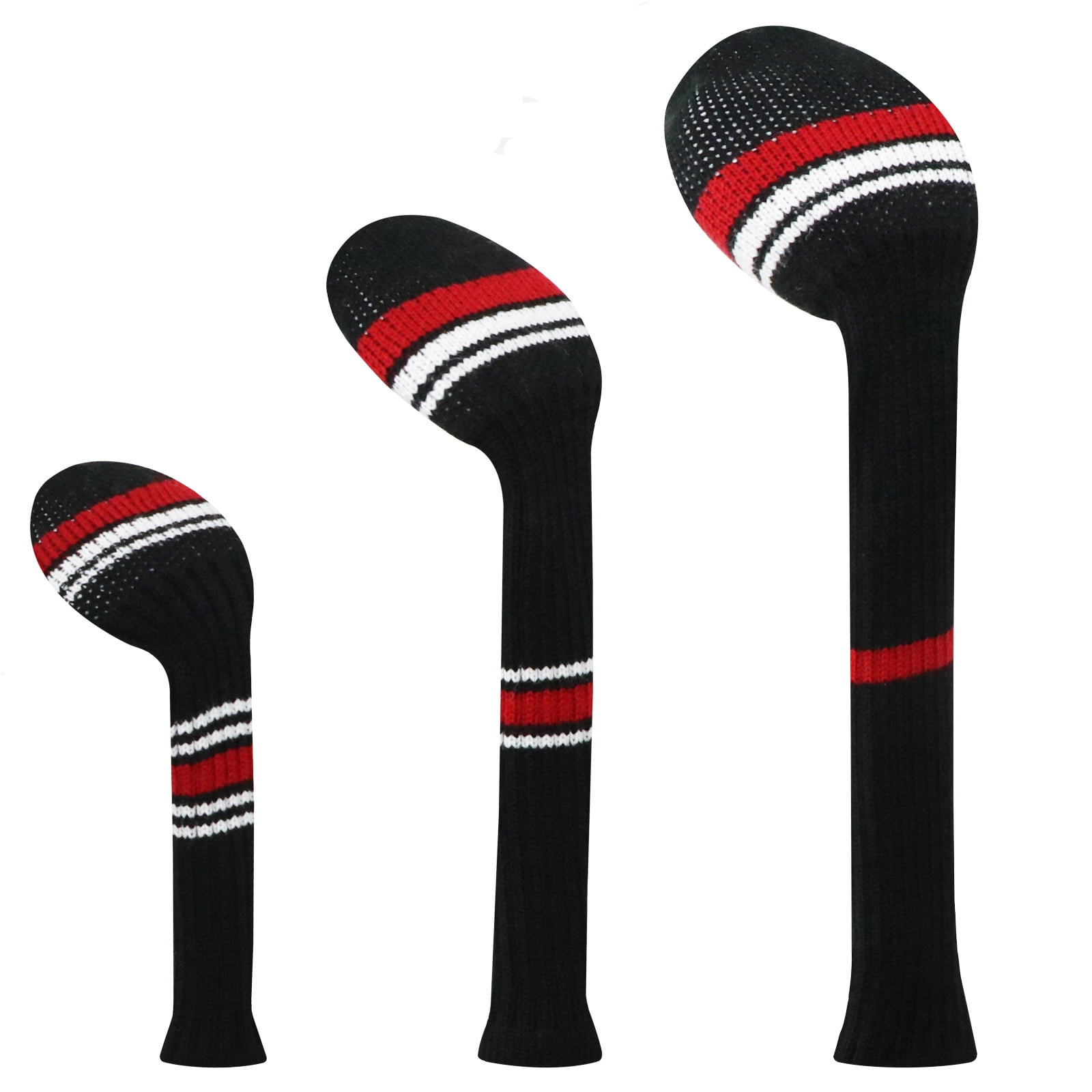 LeFeng 3Pcs Golf Club Covers, Knitted Golf Club Covers for 460cc Driver Fairway Woods and Hybrid Without Pom Pom