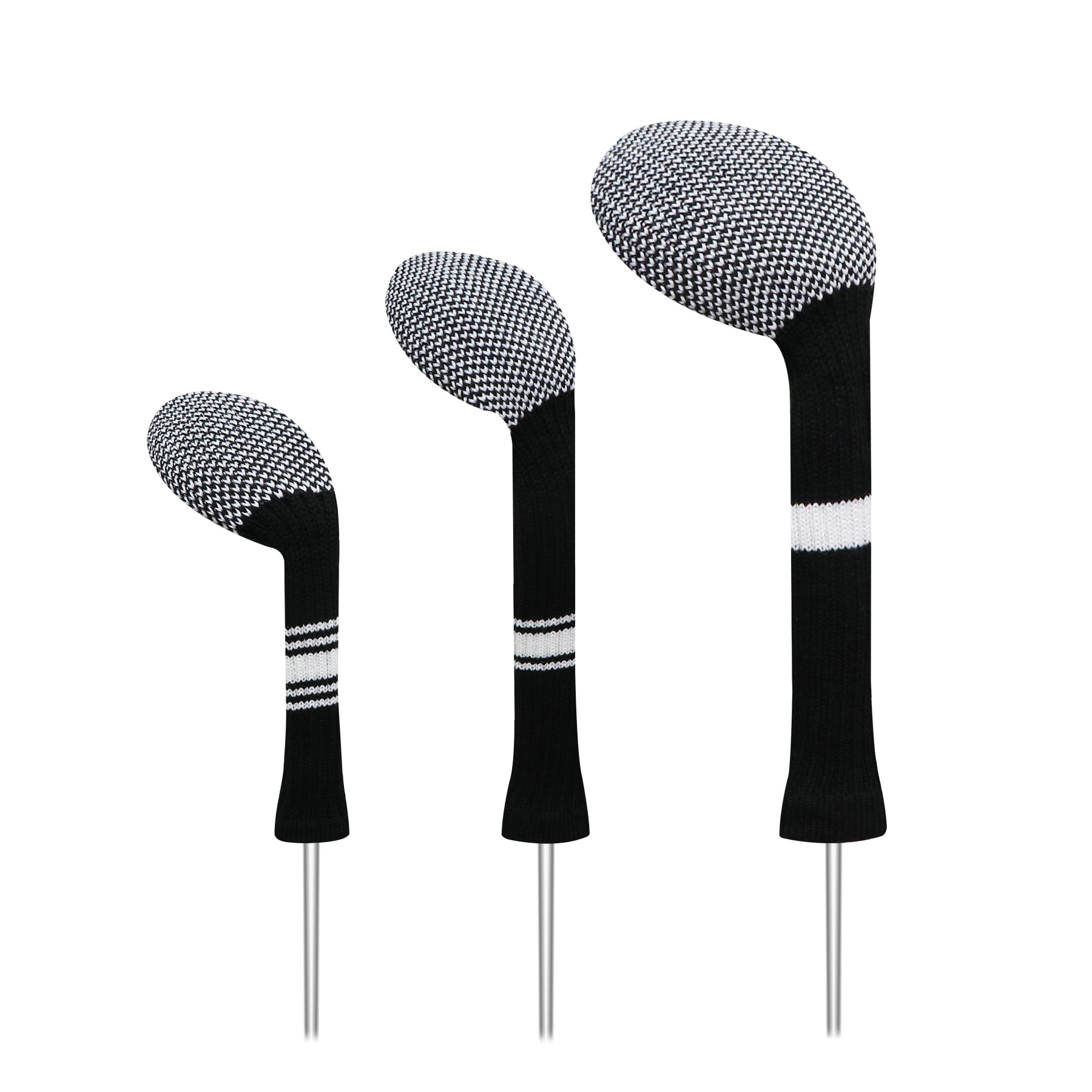 LeFeng 3Pcs Golf Club Covers, Knitted Golf Club Covers for 460cc Driver Fairway Woods and Hybrid Without Pom Pom