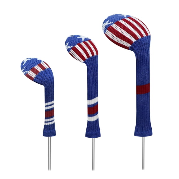 LeFeng 3Pcs Golf Club Covers, Knitted Golf Club Covers for 460cc Driver Fairway Woods and Hybrid Without Pom Pom