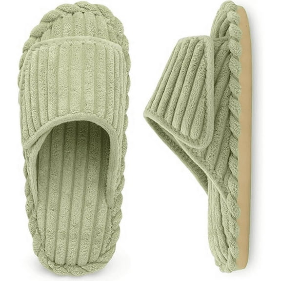 Leisfit Women's Diabetic Memory Foam Slide Slippers, Adjustable Open Toe Wide