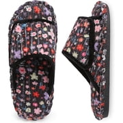 Leisfit Women's Memory Foam Slide Slippers,Open Toe,Wide,Diabetic Friendly