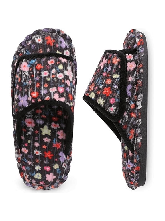 Women's Memory Foam Slide Slippers,Open Toe,Wide,Diabetic Friendly
