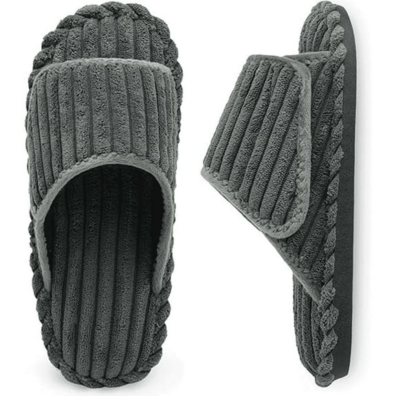 Leisfit Women's Diabetic Memory Foam Slide Slippers, Adjustable Open Toe Wide