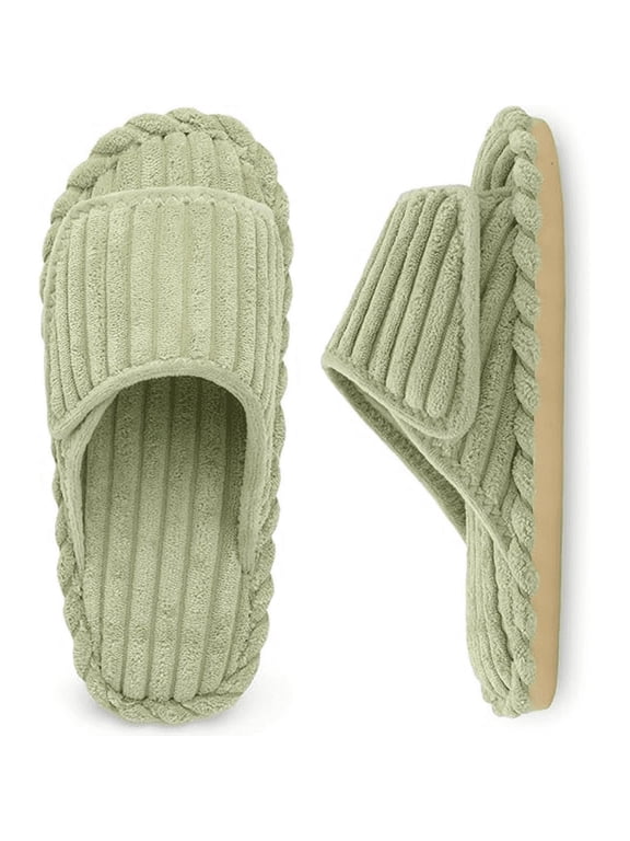 Women's Memory Foam Slide Slippers,Open Toe,Wide,Diabetic Friendly