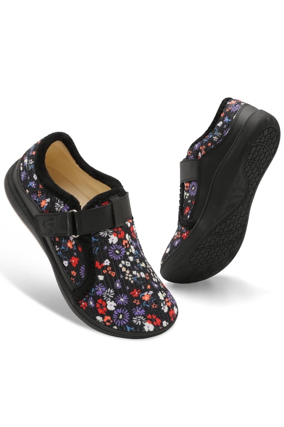 Womens Wide Diabetic House Shoes Adjustable Walking Shoe