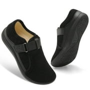 LEISFIT Womens Wide Diabetic House Shoes Adjustable Walking Shoe