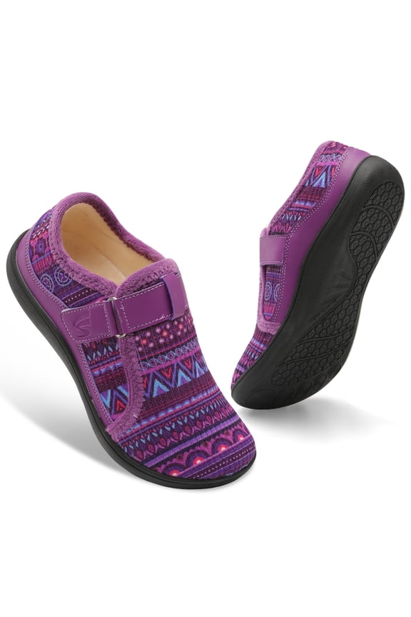 Womens Wide Diabetic House Shoes Adjustable Walking Shoe