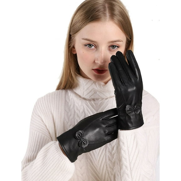 LeJulyeekay Womens Real Lambskin Leather Gloves Winter Warm Fleece Lined Driving Gloves