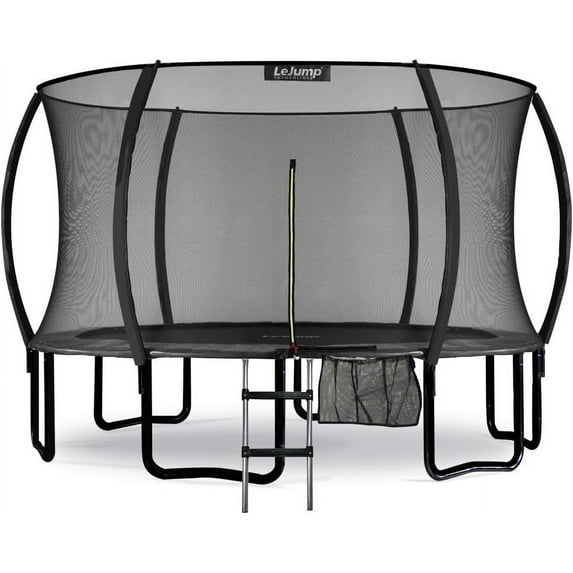 LeJump Trampoline with Enclosure Net and Ladder, Pumpkin, 12ft