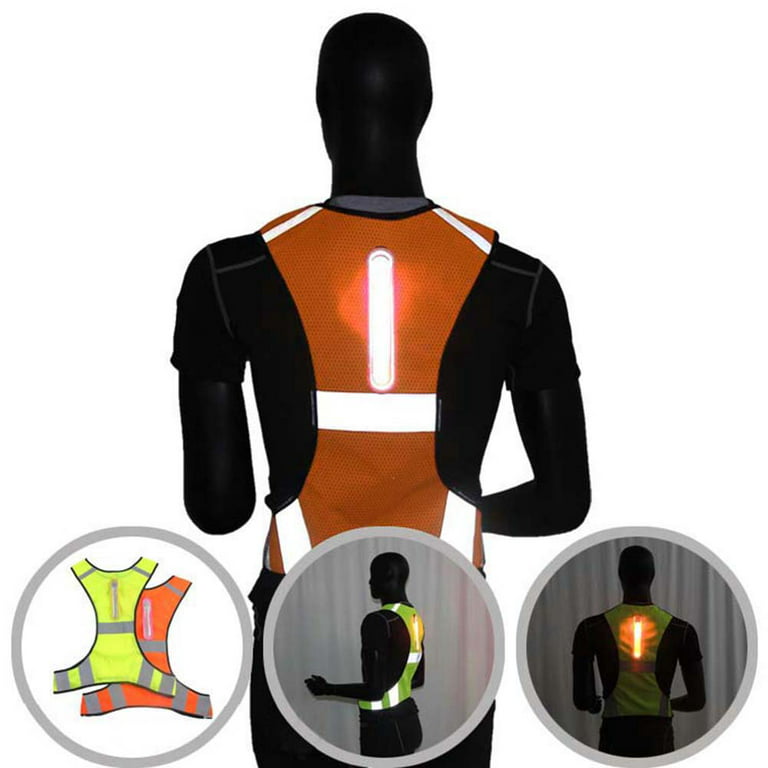 LED Reflective Night Running Cycling Safety Warning High Visibility Vest  Jacket 