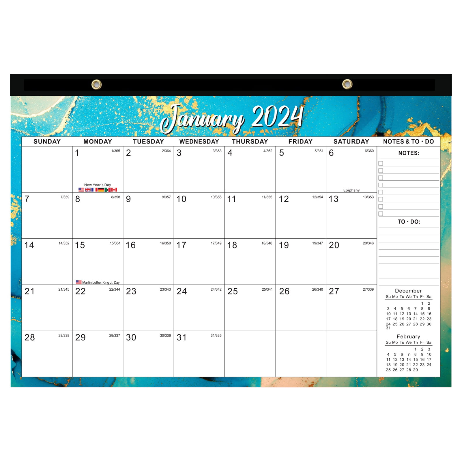 LeKY Monthly Calendar 18month Wall Calendar 2025.12025.6 English