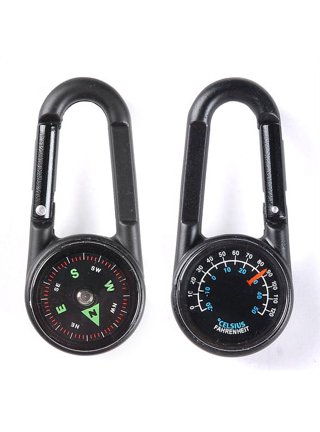 UDIYO Outdoor Camping Hiking Survival Buckle Keychain Compass Thermometer  Carabiner 