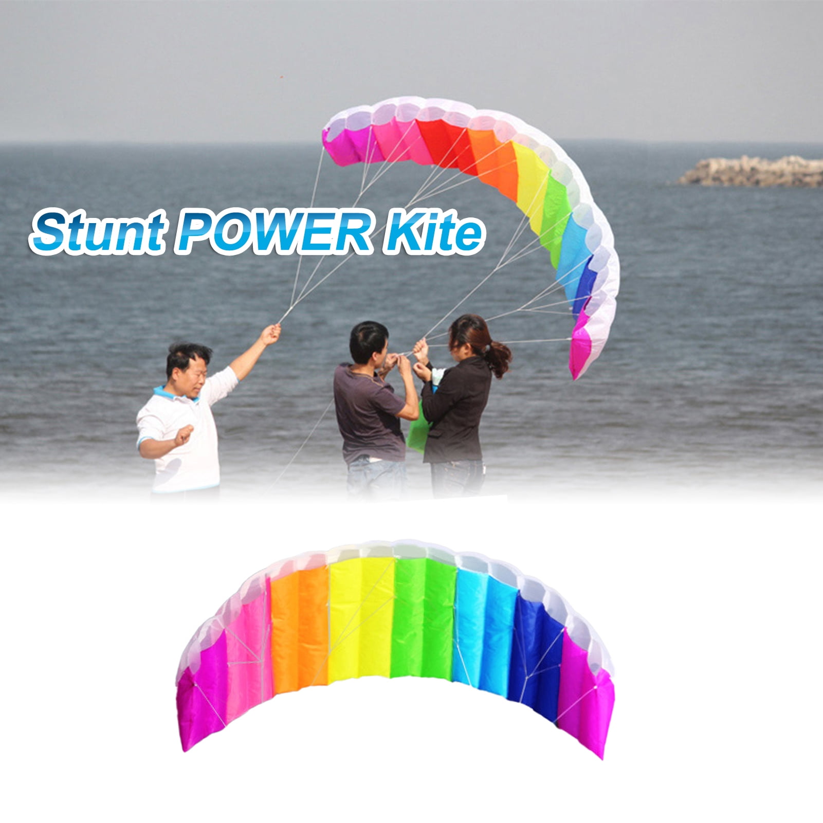 LeKY Power Kites Colorful Large Fast Speed Rainbow Dual Line Stunt Kite