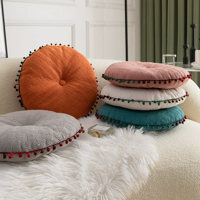LeKY Throw Pillow Tassel Good Resilience High Elasticity Pain Relief Round Cushion Ball Round Pillow Sofa Cushion Floor Pillow Home Decoration Pink One Size Walmart