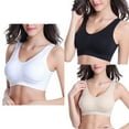 thumbnail image 1 of LeKY Women V-Neck Stretch Wire Free Pure Color Bra Yoga Sports Crop Tops Sleepwear Nude L, 1 of 8