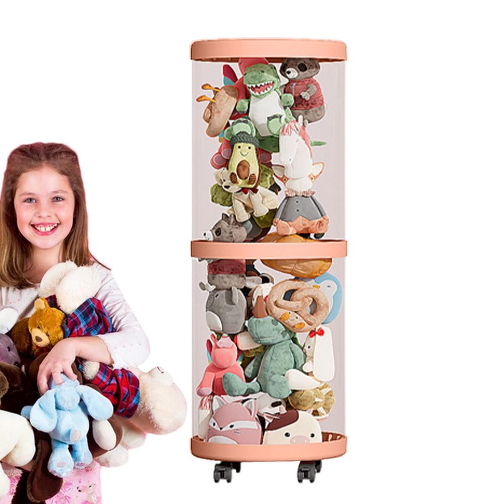 Extra Large Stuffed Animal Storage Zoo - Metal Tube Organizer With Wheels & Brakes For Kids' Room (White)