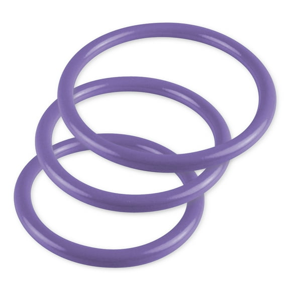 LeLuv 5mm Round Gauge Cock Ring - Purple, Stainless Steel - 56, 60, 64mm Inside Diameter 3-Pack