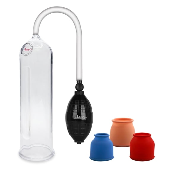 LeLuv B-Grip Magic Cylinder Mens Vacuum Pump Kit with Clear Hose & 3 Silicone Sleeves