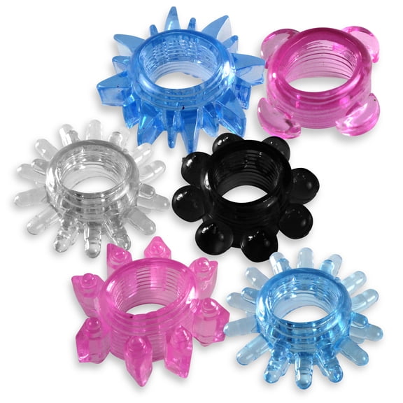 LeLuv Constriction Rings - Stretchy, Soft, Jelly Texture w/ Clitoris Tickler w/ 4 Pack