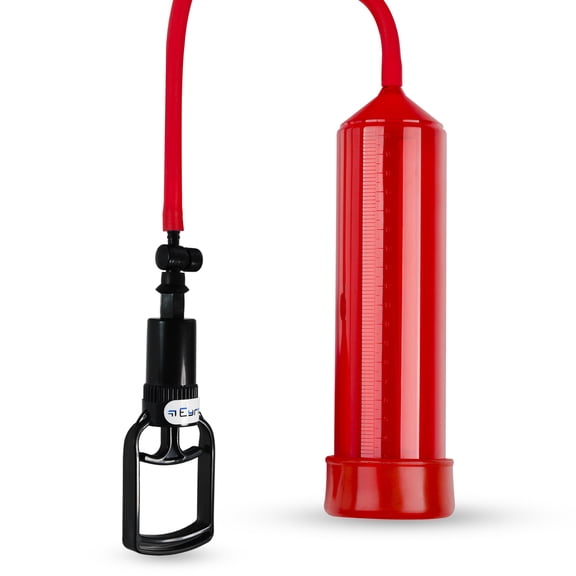 LeLuv EasyOp Penis Pump | Tgrip Handle Premium Smooth Silicone Hose with Red 2.25" x 9" Cylinder + TPR Sleeve Seal