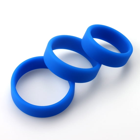 LeLuv Flat Band-Style Cock Ring | 8mm/43mm/48mm Blue (3 Pack)
