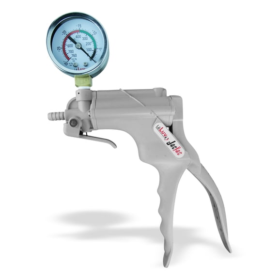 LeLuv JacVac Grey Vacuum Pump Handle + Threaded NPT 1/8-27 Pressure Gauge