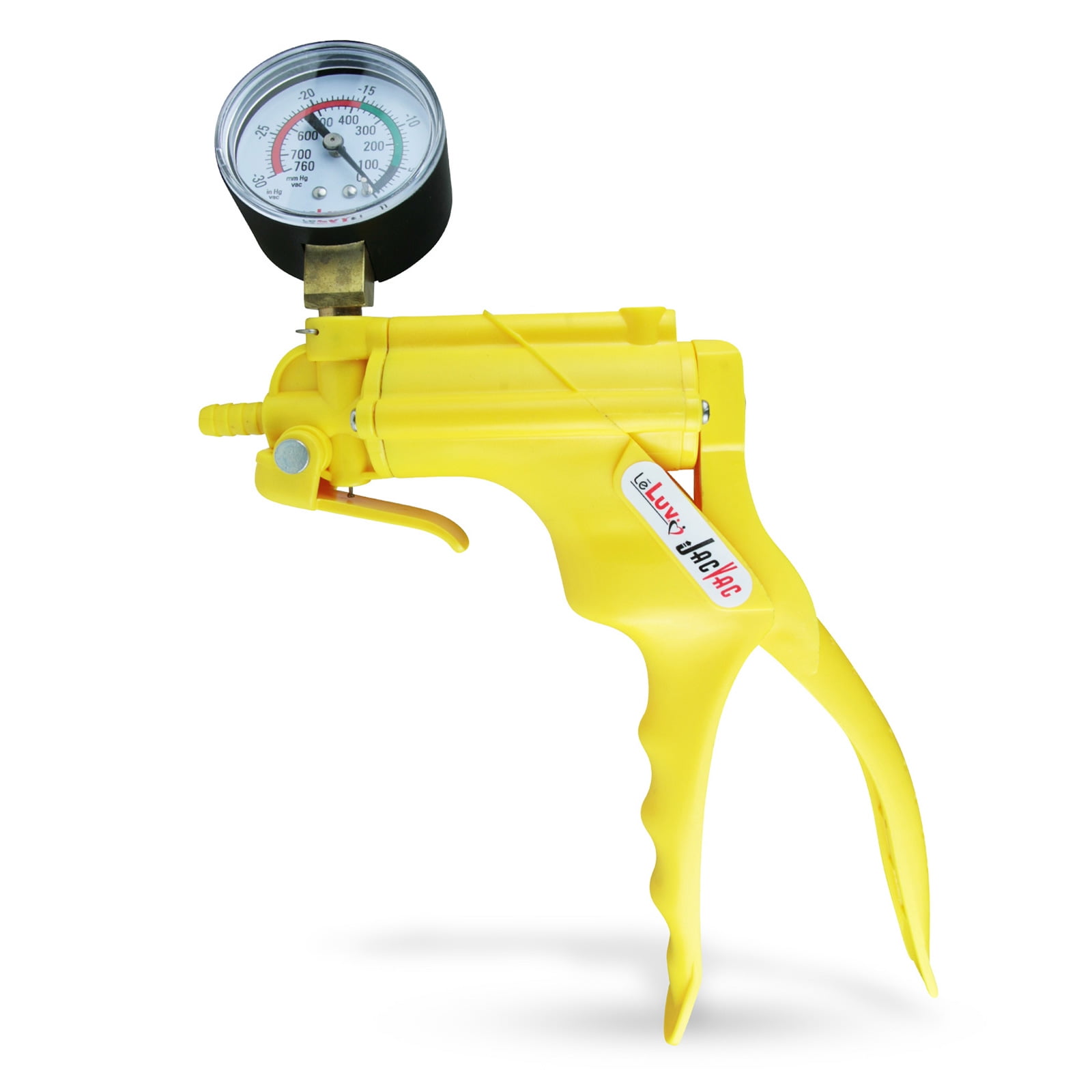LeLuv® JacVac Neon Yellow Vacuum Pump Handle w/ ORing Attachment + Swivel Gauge