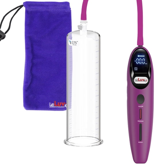 LeLuv Magna Electric Penis Pump | LCD Smart Purple Handle | 9" x 2.75" Untapered Cylinder