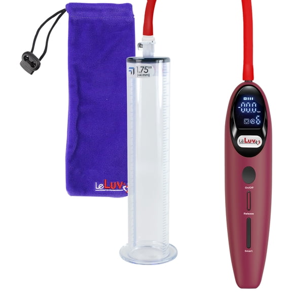 LeLuv Magna Electric Penis Pump | LCD Smart Red Handle | 9" Length x 1.75" Diameter Wide Flanged Cylinder