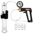 thumbnail image 1 of LeLuv Maxi Black Vibrating Penis Pump + Protected Gauge | Clear Hose plus 4 Constriction Rings | 12" x 1.75" Cylinder, 1 of 8