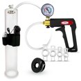 thumbnail image 1 of LeLuv Maxi Black Vibrating Penis Pump + Vacuum Gauge | Clear Hose plus Silicone Sleeve & 4 Constriction Rings | 12" x 2.00" Cylinder, 1 of 9