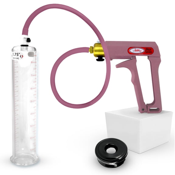 LeLuv® Maxi Penis Pump W/ Pink Handle, Silicone Hose | TPR Seal | 9" x 1.75" Cylinder