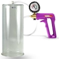 thumbnail image 1 of LeLuv Maxi Penis Pump w/ Purple Handle, Clear Hose + Protected Gauge | 12" x 2.00" Cylinder, 1 of 7