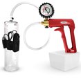 thumbnail image 1 of LeLuv Maxi Vibrating Penis Pump | Red Handle + Protected Gauge, Clear Hose | 9" Length x 2.25" Diameter Cylinder, 1 of 5