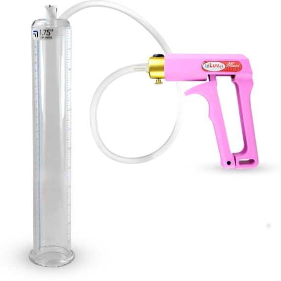 LeLuv Penis Pump Maxi Pink | Clear Hose | 12" x 1.75" Cylinder