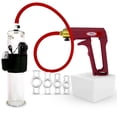 thumbnail image 1 of LeLuv® Premium Maxi Penis Pump w/ Red Handle, Silicone Hose | 4 Constriction Rings | 9" x 2.125" Vibrating Cylinder, 1 of 9