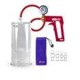 thumbnail image 1 of LeLuv® Premium Maxi Penis Pump w/ Red Handle, Silicone Hose + Gauge | 4 Constriction Rings | 9" x 4.50" Cylinder, 1 of 8