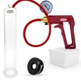thumbnail image 1 of LeLuv® Premium Maxi Penis Pump w/ Red Handle, Silicone Hose + Gauge | TPR Sleeve | 12" x 2.125" Cylinder, 1 of 8