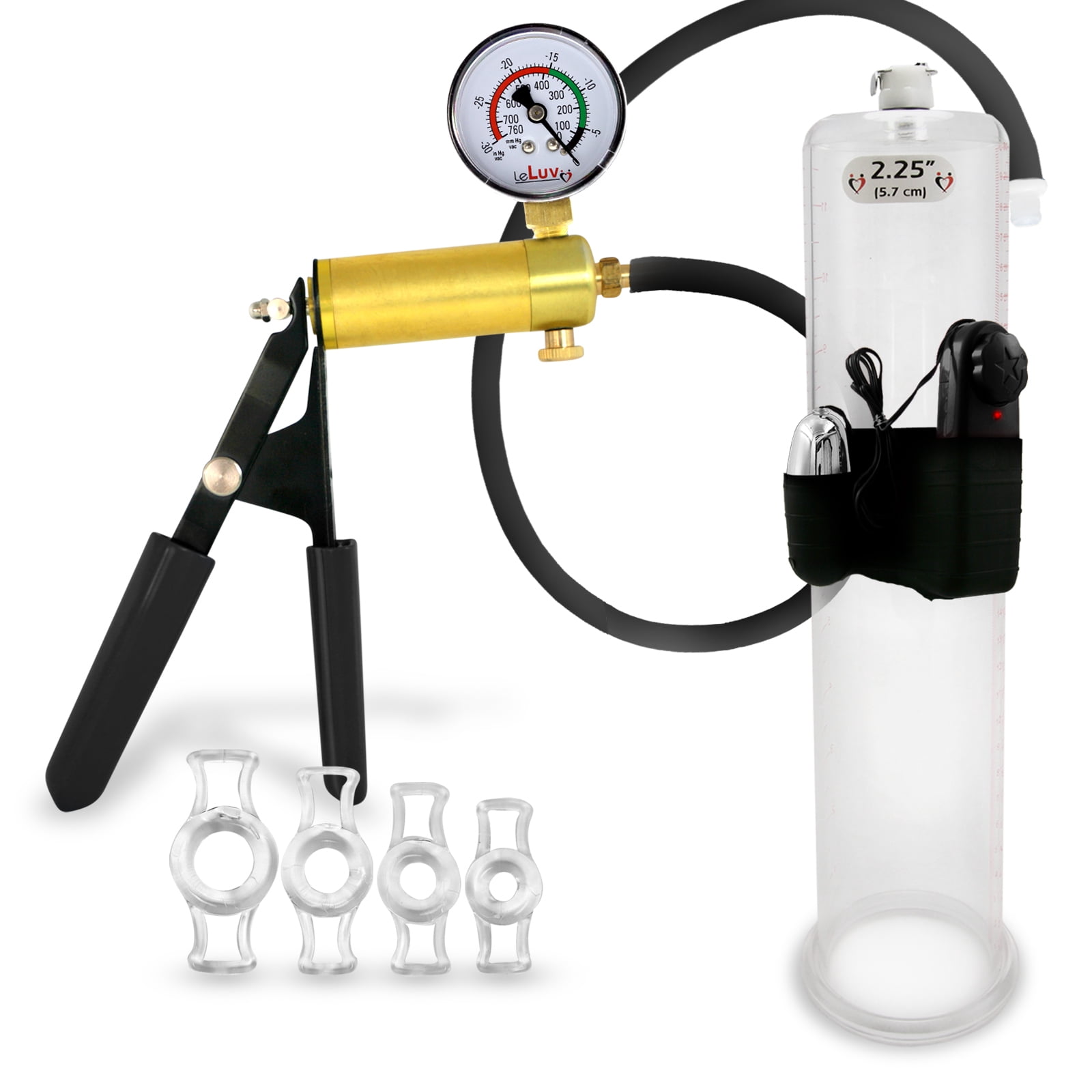 LeLuv® Premium Ultima Penis Pump, Brass Handle w/ Black Rubber Grip ...